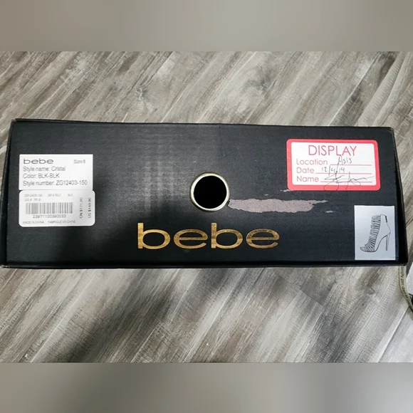 bebe Black Rhinestone Strappy Heels - Picture 4 of 4